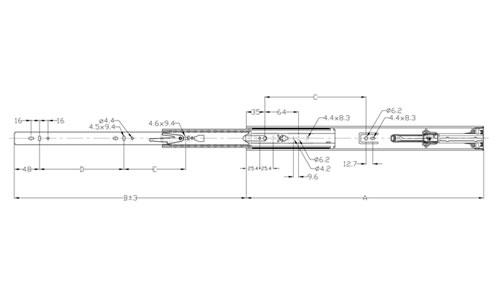 4601SC　3段引きスライド・ソフトクロージング機構付の図面